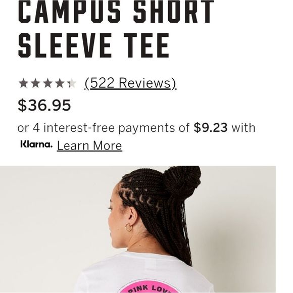 PINK EVERYDAY BLING CAMPUS SHORT SLEEVE T-SHIRT. VICTORIA'S SECRET PINK BLING XS - Picture 5 of 9